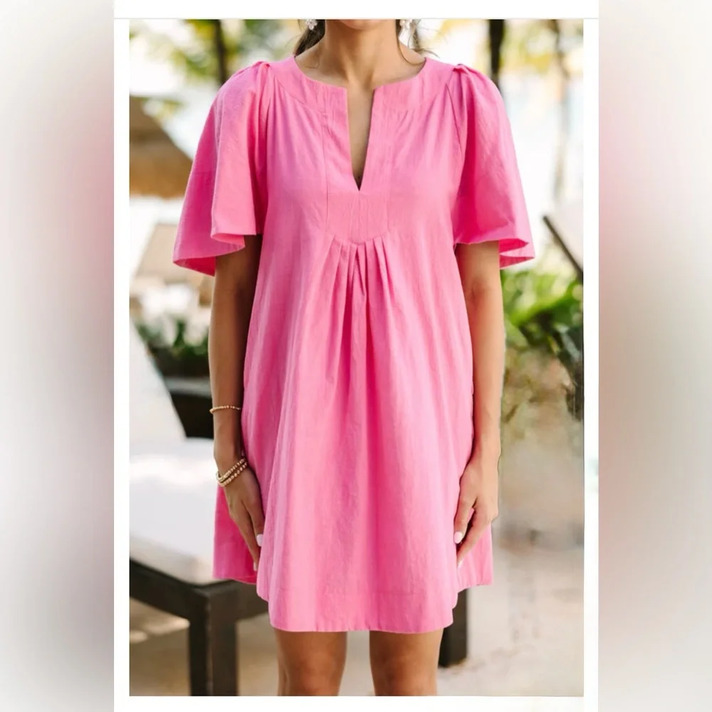 Rose Red Cotton Dress Flutter Sleeve Mint Julep Boutique NWT Medium